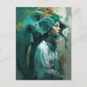 Frau und Elefantin Postkarte (Vorderseite)