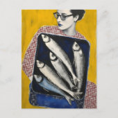 Frau und Fisch Postkarte (Vorderseite)
