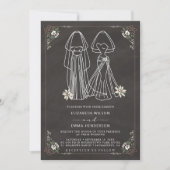 Frau und Frau Chalkboard Hochzeit Einladung (Vorderseite)