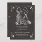Frau und Frau Chalkboard Hochzeit Einladung (Vorne/Hinten)