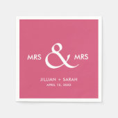 Frau und Frau Lesbian LGBT Pink Wedding Serviette (Vorderseite)