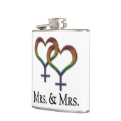 Frau und Frau Lesbian Pride Rainbow Symbols Flachmann (Links)