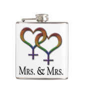 Frau und Frau Lesbian Pride Rainbow Symbols Flachmann (Vorderseite)