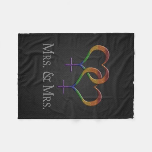 Frau und Frau Lesbian Pride Rainbow Symbols Fleecedecke (Vorderseite (Horizontal))