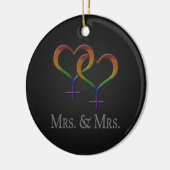 Frau und Frau Lesbian Pride Rainbow Symbols Keramikornament (Links)