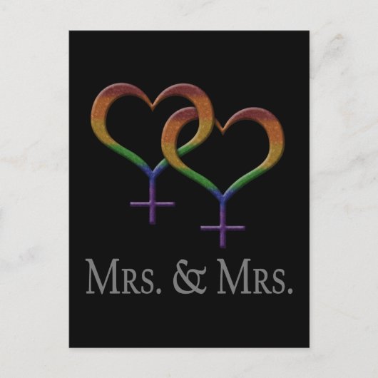 Frau und Frau Lesbian Pride Rainbow Symbols Postkarte (Vorderseite)
