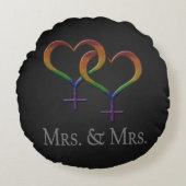 Frau und Frau Lesbian Pride Rainbow Symbols Rundes Kissen (Vorderseite)