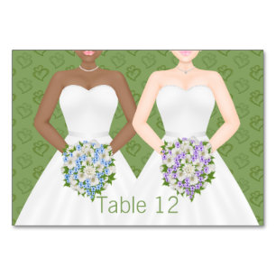 Frau und Frau Two Brides Lesbian Wedding Tischnummer