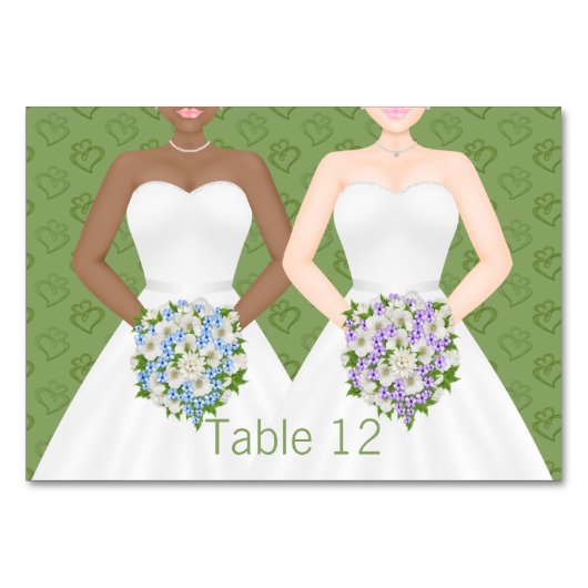 Frau und Frau Two Brides Lesbian Wedding Tischnummer (Vorderseite)