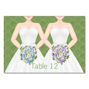 Frau und Frau Two Brides Lesbian Wedding Tischnummer
