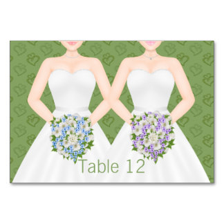 Frau und Frau Two Brides Lesbian Wedding Tischnummer