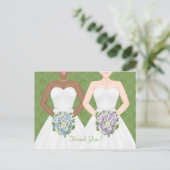 Frau und Frau Two Brides Lesbian Wedding Vielen Da Postkarte (Stehend Vorderseite)