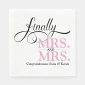 Frau und Frau Wedding Reception Cocktail Serviette (Vorderseite)