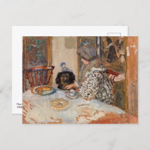 Frau und Hund an der Tabelle   Paul Bonnard   Postkarte