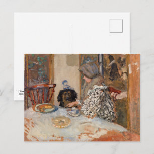 Frau und Hund an der Tabelle   Paul Bonnard   Postkarte