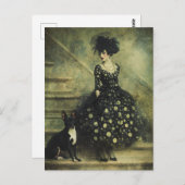 Frau und Hund auf Treppen Postkarte (Vorne/Hinten)