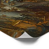 Frau und Hund mit Sonnenblumen - Ölgemälde Poster (Ecke)