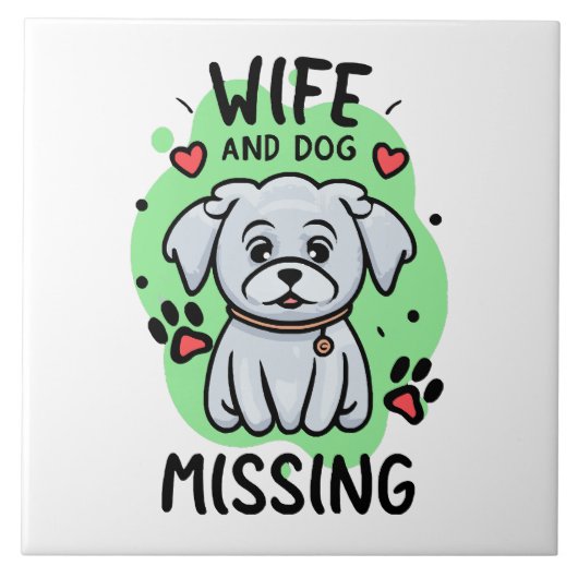 Frau und Hund vermisst Fliese (Vorderseite)