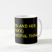 Frau und ihr LKW Kaffeetasse (VorderseiteRechts)