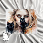 Frau und ihre schwarze Katze, Postkreuz Postkarte<br><div class="desc">Frau und ihre schwarze Katze,  Postkreuzung Postkarte,  Postcard,  Postkreuz,  Postkreuz,  Frau,  Portrait,  Aquarell,  Generativekonzenz,  KI Generation,  Katze,  Tierpostkarte,  schwarze Katze Schöne Farben</div>