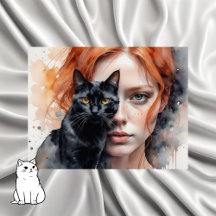 Frau und ihre schwarze Katze, Postkreuz