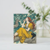 Frau und Katze in einem Baum Postkarte (Stehend Vorderseite)