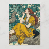Frau und Katze in einem Baum Postkarte (Vorderseite)
