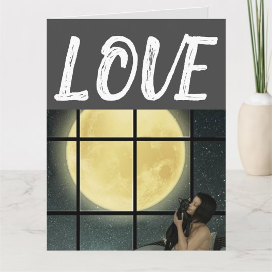 FRAU UND KATZE LIEBE GEBURTSTAG GROSSE KARTEN (Vorderseite)