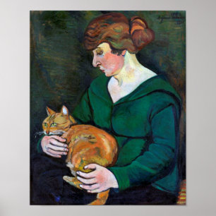 Frau und Katze, Suzanne Valadon Poster