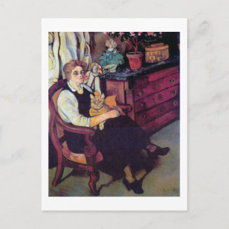 Frau und Katze, Suzanne Valadon Postkarte