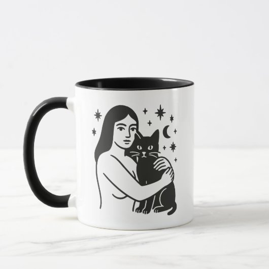 Frau und Katze Tasse (Links)