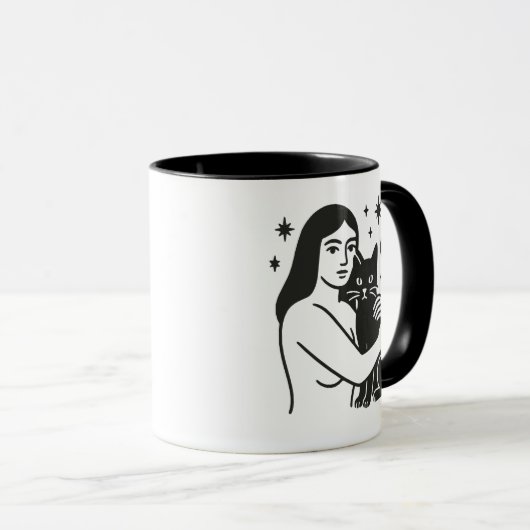 Frau und Katze Tasse (VorderseiteRechts)