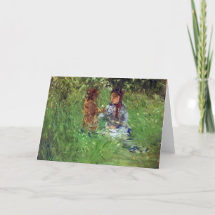 Frau und Kind im Garten in Bougival durch Morisot Karte