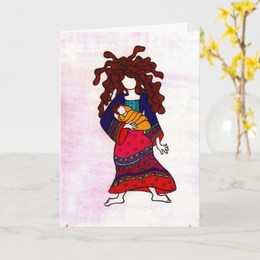 Frau und Kind Karte (Gelbe Blume)