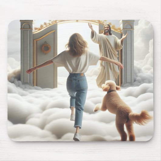 Frau und Labradoodle am Himmelstor Mousepad (Vorne)