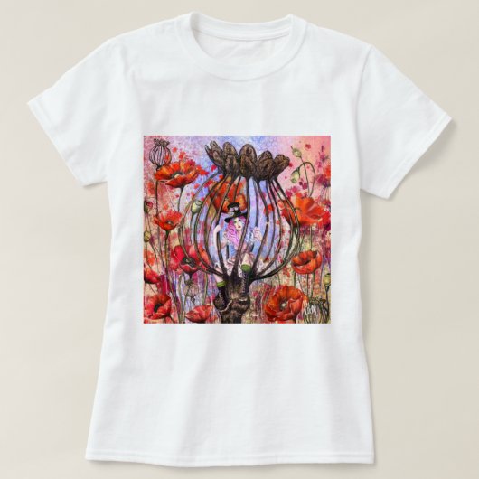 Frau und Mohn T-Shirt (Design vorne)