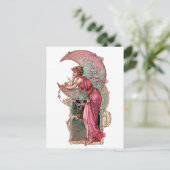 Frau und Mond, Jugendstil, romantisch Vintag Postkarte (Stehend Vorderseite)