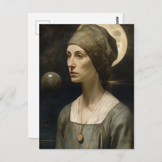 Frau und Mond Postkarte (Vorne/Hinten)