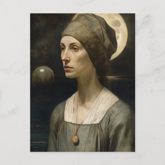 Frau und Mond Postkarte (Vorderseite)