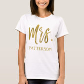 Frau und Nachname Gold Foil Typografy Shirt (Vorderseite)