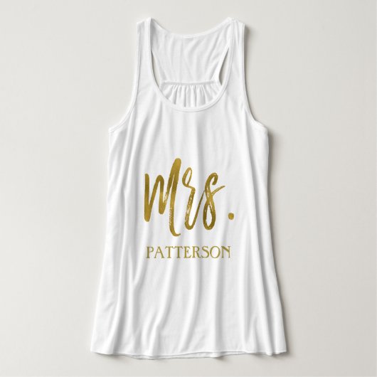 Frau und Nachname Gold Foil Typografy Shirt (Design Vorderseite)