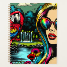 Frau und Papagei im Park Pop Kunst, Kultur