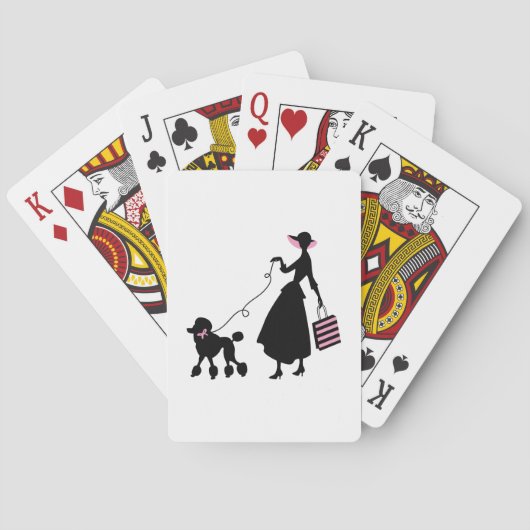 Frau und Poodle Spielkarten (Rückseite)