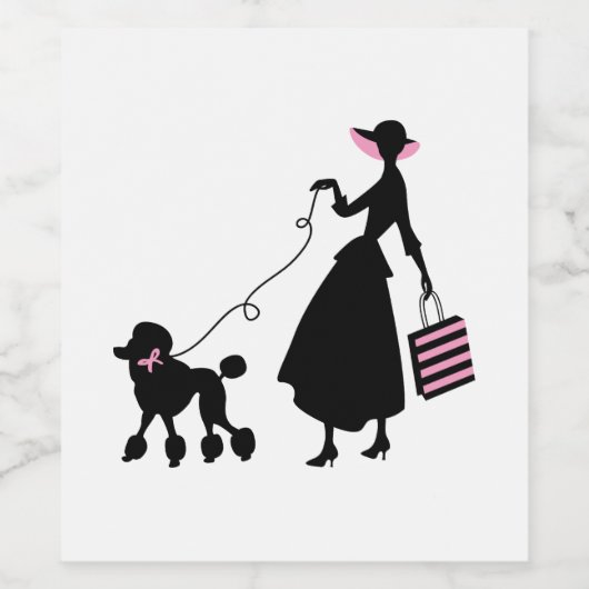 Frau und Poodle Weinetikett (Einzelnes Label)