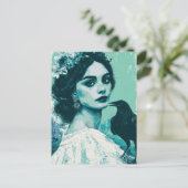 Frau und Rabe Postkarte (Stehend Vorderseite)