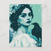 Frau und Rabe Postkarte (Vorderseite)