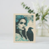 Frau und Rabe Postkarte (Stehend Vorderseite)