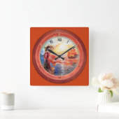 Frau und Schiffe römische Zahl Quadratische Wanduhr (Zuhause)