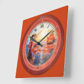 Frau und Schiffe römische Zahl Quadratische Wanduhr (Winkel)