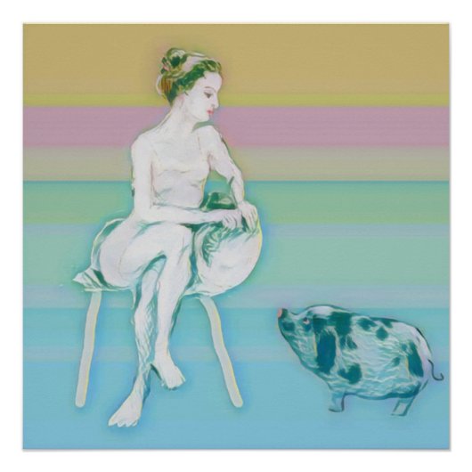 Frau und Schwein Poster (Vorderseite)